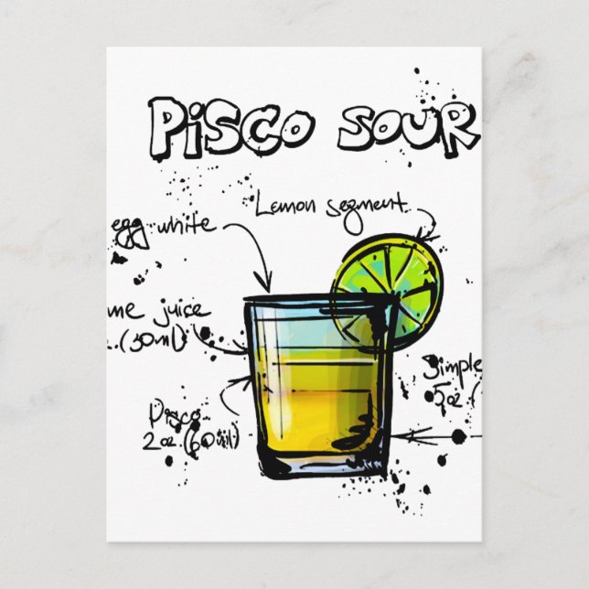 Carte Postale Recette de cocktail Pisco Sour (Devant)