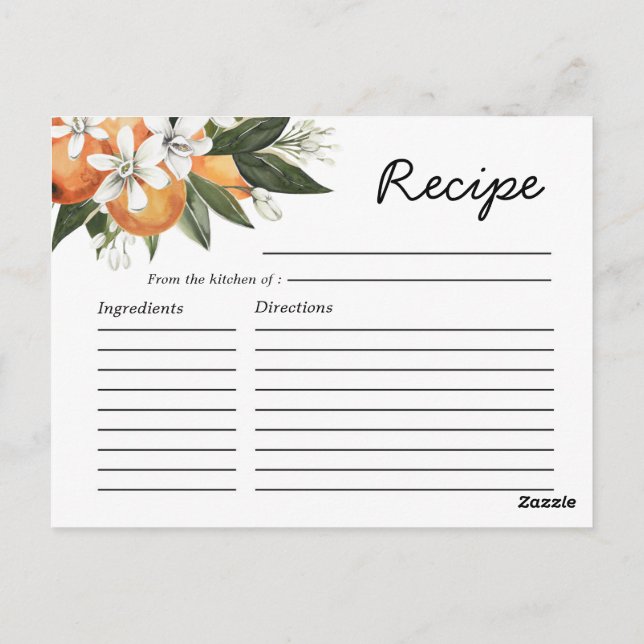 Carte Postale Recette de Fête des mariées Citrus Orange Cutie (Dos)