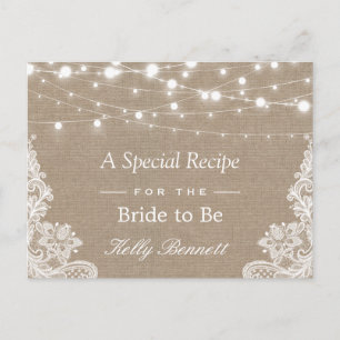 Carte Postale Recette de Fête des mariées de dentelle Burlap Str