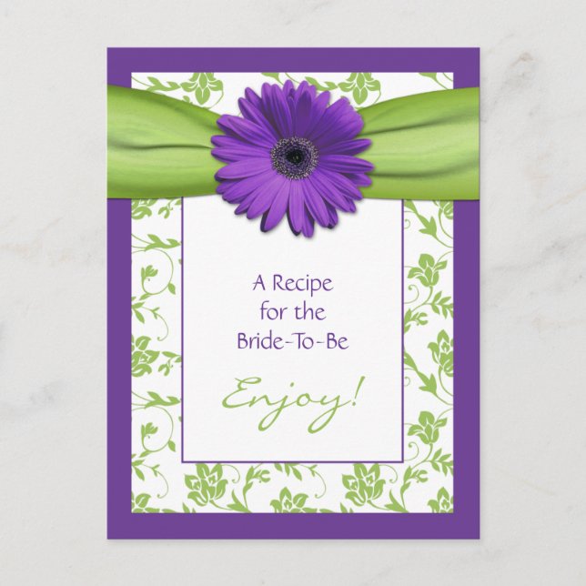 Carte Postale Recette de Fête des mariées florale violet Daisy v (Devant)