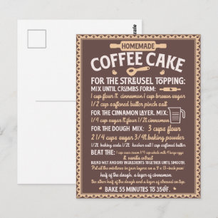 Carte Postale Recette de gâteau à café fait maison pour la Saint