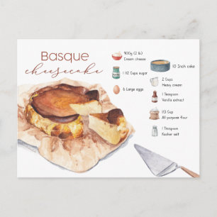 Carte postale Recette de gâteau au fromage basque