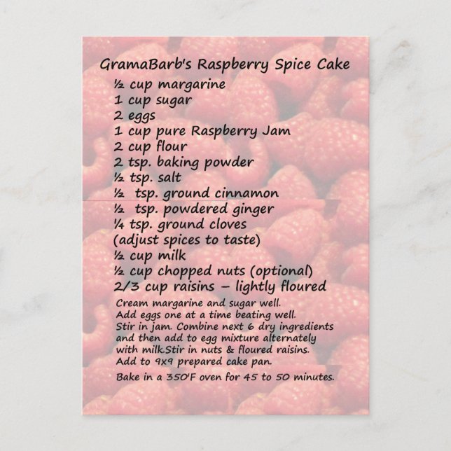Carte postale Recette de gâteau aux épices de fram (Devant)
