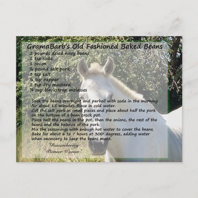 Carte Postale Recette de haricots au four à l'ancienne (Devant)