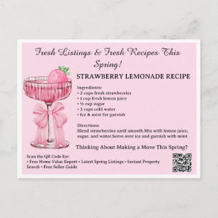 Carte Postale Recette de Limonade aux Fraises du Printemps Immob