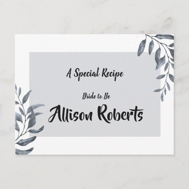 Carte Postale Recette de mariage Dusty Blue Eucalyptus (Devant)