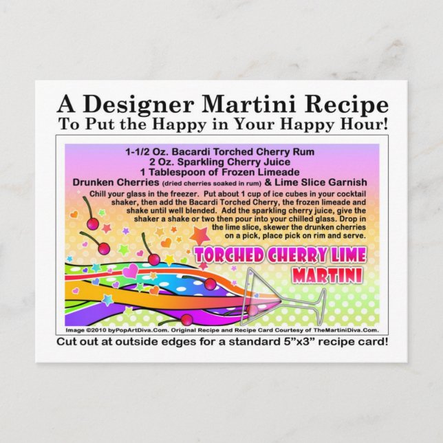 Carte postale Recette de Martini à la citronnelle (Devant)
