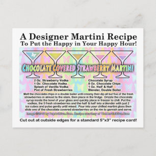Carte Postale Recette de Martini fraise recouverte de chocolat P