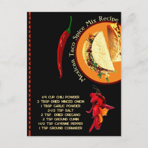 Carte postale Recette de mélange d'épices mexicain