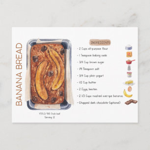 Carte postale Recette de pain de banane
