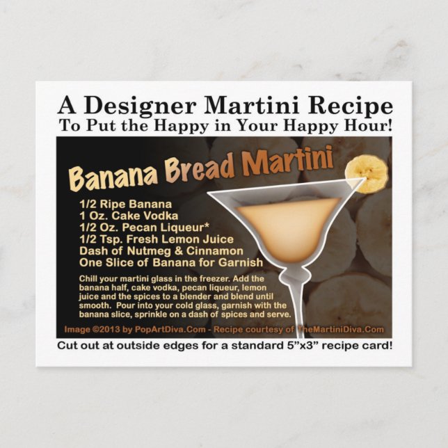 Carte postale Recette de pain de banane Martini (Devant)