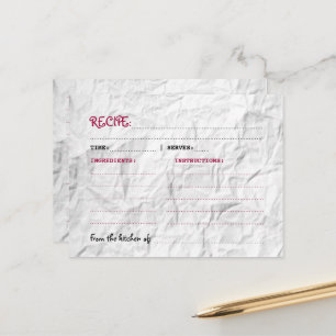 Carte Postale Recette de papier crépité