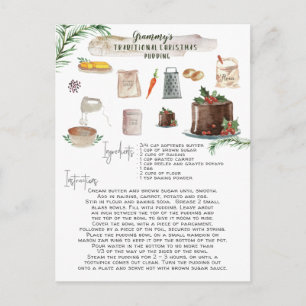 Carte Postale Recette de pudding traditionnel de Noël   Fêtes