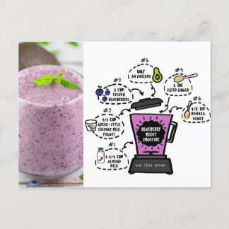 Carte Postale recette de smoothie pour la myrtille