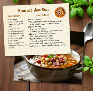 Carte Postale Recette de soupe de haricots et de jambon maison