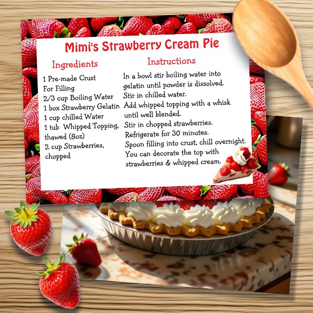 Carte Postale Recette de tarte à la crème de fraise de Mimi (Créateur téléchargé)