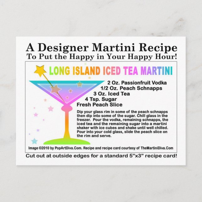 Carte postale Recette de thé glacé de Long Island (Devant)