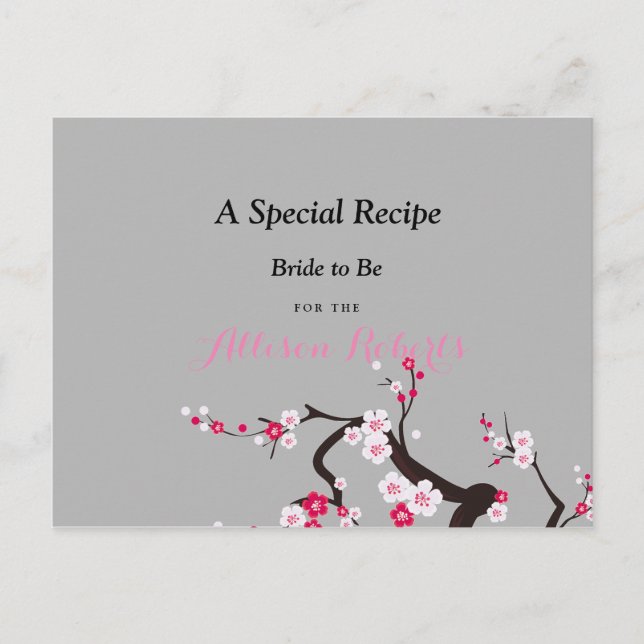 Carte Postale Recette Fête des mariées blanche rose cerise en fl (Devant)