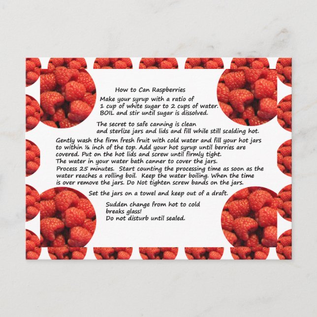 Carte postale Recette Fruit framboise (Devant)