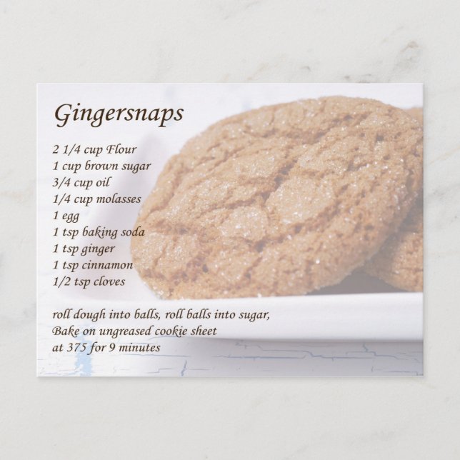 Carte Postale Recette Gingersnaps (Devant)