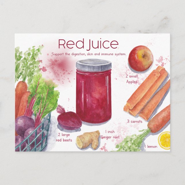 Carte postale Recette Jus Rouge (Devant)