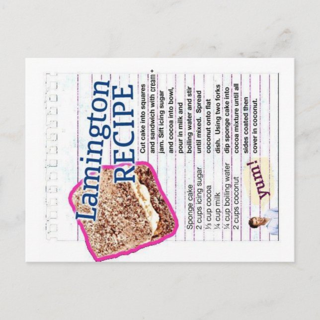 Carte Postale Recette Lamington (Devant)