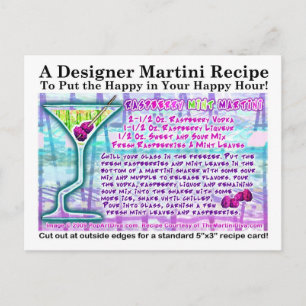 Carte postale Recette Martini à la menthe frambois