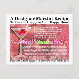 Carte postale Recette Martini à la pastèque fraise