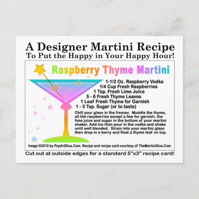 Carte postale Recette Martini au thym de framboise (Devant)