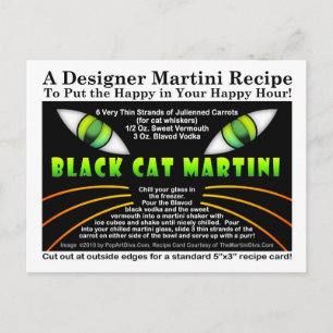 Carte postale Recette Martini Chat Noir pour Hallo