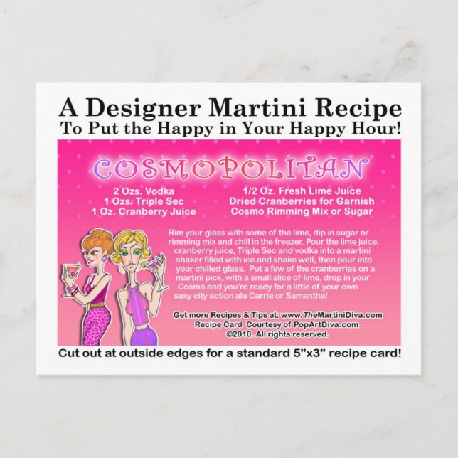 Carte postale Recette Martini Cosmopolite (Devant)