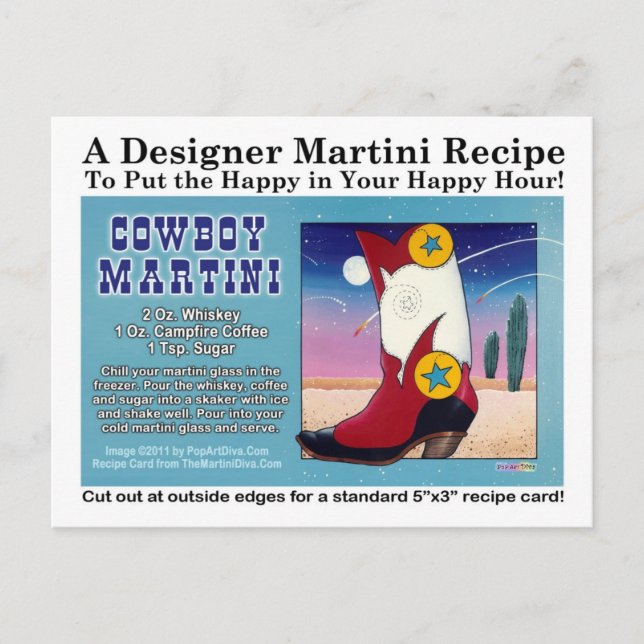 Carte postale Recette Martini Cowboy (Devant)