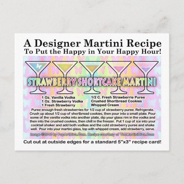 Carte postale Recette Martini gâteau de fraise (Devant)