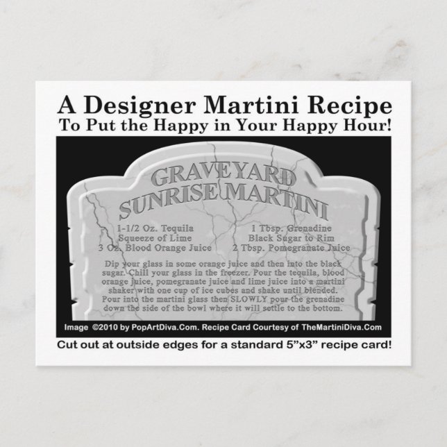 Carte postale Recette Martini Halloween du cimetiè (Devant)