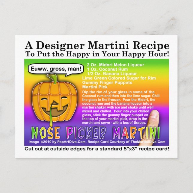 Carte postale Recette Martini Halloween Picker Nez (Devant)