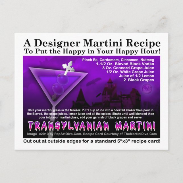 Carte postale Recette Martini Halloween transylvan (Devant)