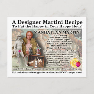 Carte postale Recette Martini Manhattan
