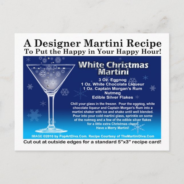 Carte postale Recette Martini Noël Blanc (Devant)