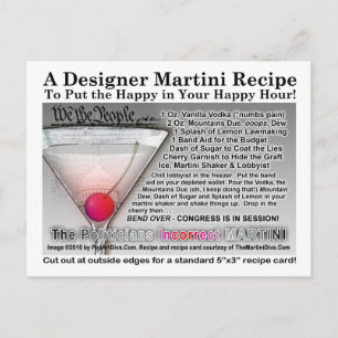 Carte postale Recette Martini pour plaisanterie in