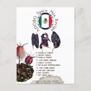 Carte Postale Recette mexicaine de mélange d'épices ADOBO Cart