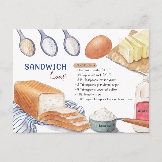 Carte postale Recette Pain Sandwich (Devant)
