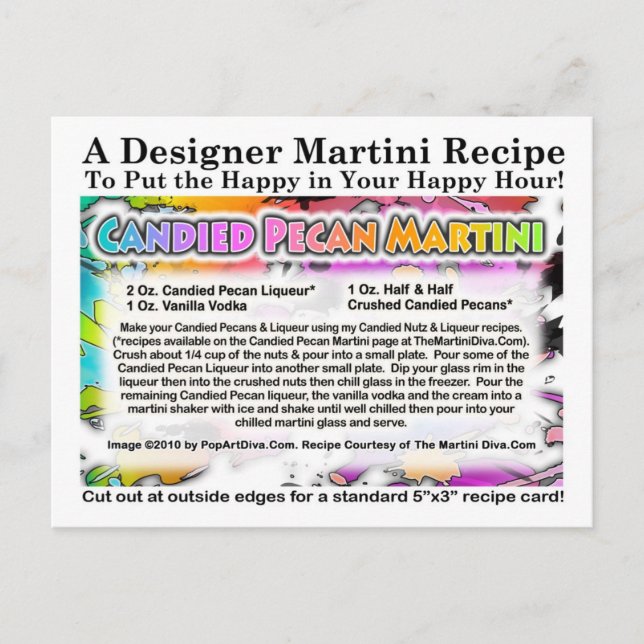 Carte postale Recette Pecan Martini (Devant)