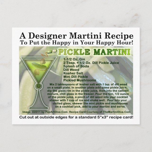 Carte postale Recette Pickle Martini (Devant)