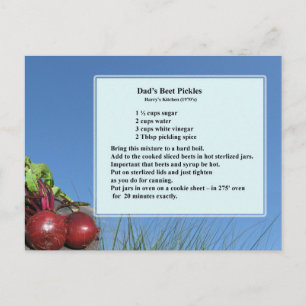 Carte postale Recette Pickles Beet Pickles de papa
