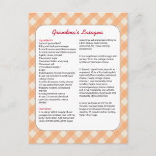 Carte Postale Recette préférée de la famille Rétro - Lasagne