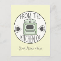 Carte postale Recette - Rétro Poêle Vert