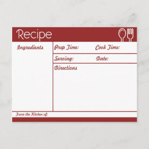 Carte Postale Recette rouge simple sans ligne