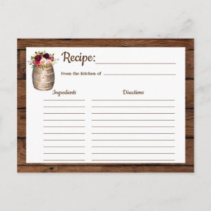 Carte Postale Recette Rustique Ferme Vin Baril Pays Insertion