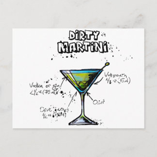 Carte Postale Recette sale de cocktail de Martini