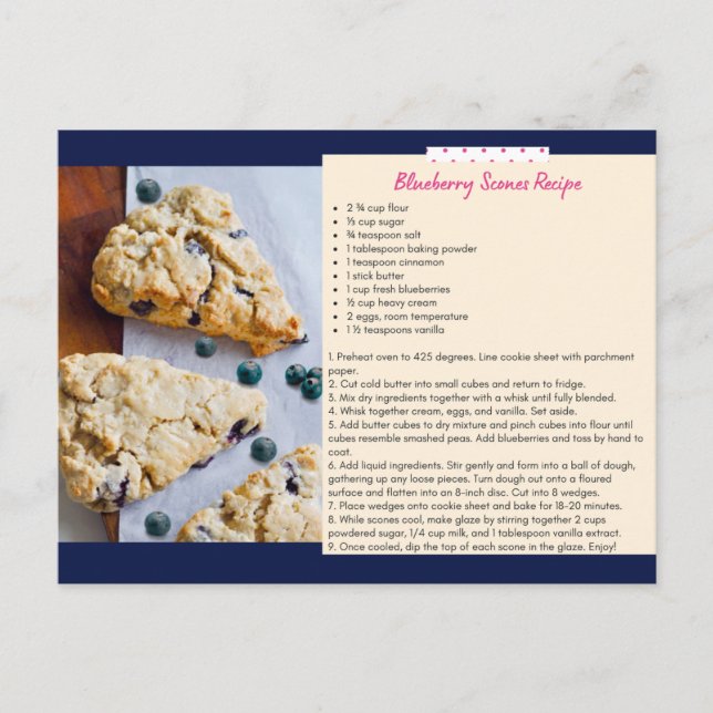 Carte postale Recette Scones Blueberry (Devant)